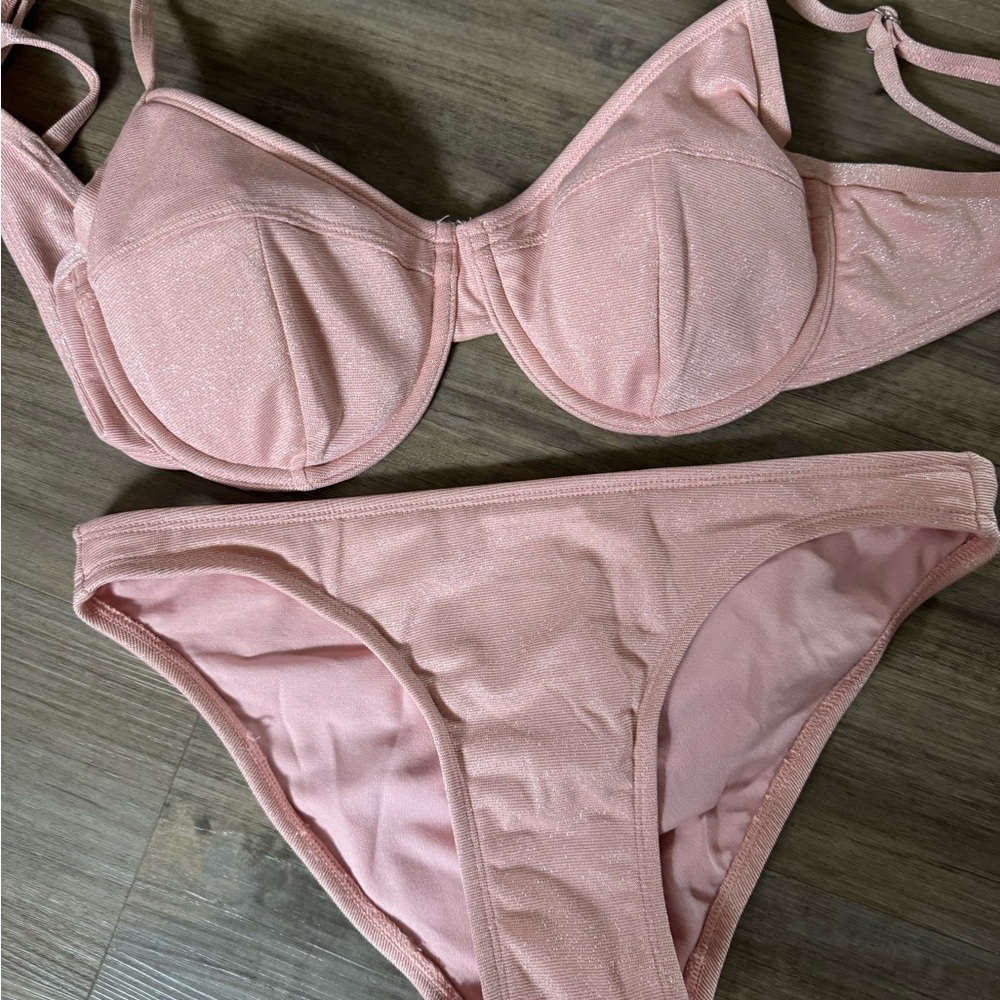 Shimmering Pink Bikini Set